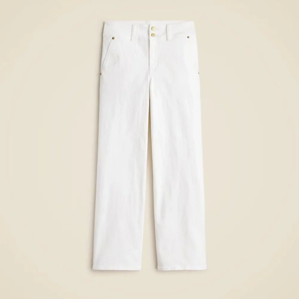 NWT!! J. CREW‎ Slim Wide Jeans Stacked Buttons Solid White Size 29 Petite 29P